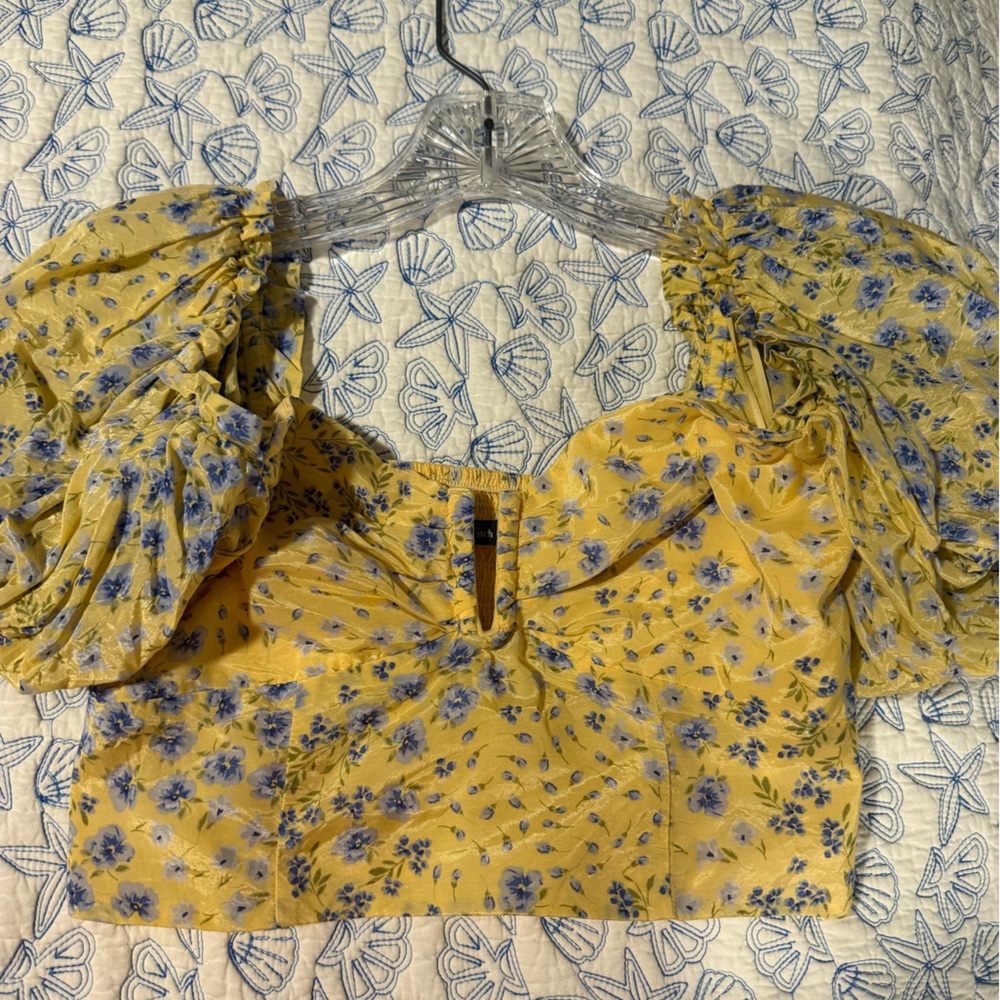 Abercrombie and fitch Floral Yellow and Blue Women's Top xs